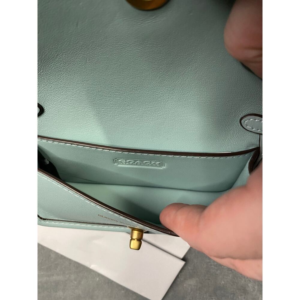 Coach Dinky Bag 14 Light Blue Leather Gold Crossbody Preppy Chic Luxury NWT - Picture 5 of 10